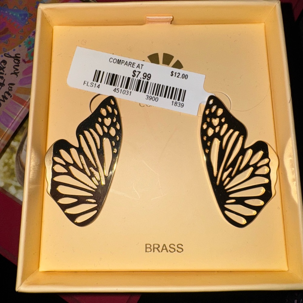 Elegant Butterfly Brass Earrings